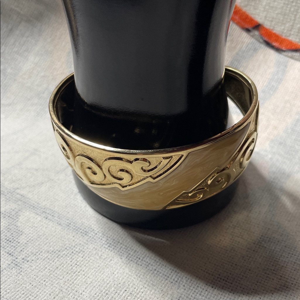 Elegant Gold And Cream Cuff Bracelet